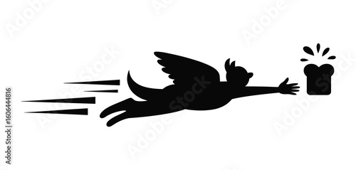 Flying devil reaching for a beer mug with motion streaks