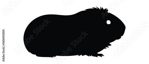Black silhouette of a guinea pig on a white background