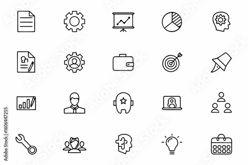 A career-focused bundle visualizing professional skills and self-improvement through elegant line illustrations. Great for job platforms, HR materials, and personal branding content