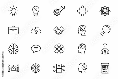 A modern bundle illustrating essential soft and hard skills through minimal single-line art. Perfect for career guides, educational platforms, and personal development graphics