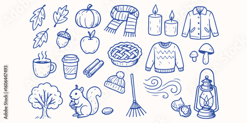 Wallpaper Mural Hand drawn  Autumn Vibes for  sticker or notebook illustration Torontodigital.ca