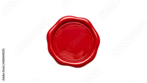 Red wax seal isolated on white background for letter document invitation and certificate design element on transparent background