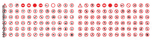 Various prohibition road signs. Necessary red prohibited road sign vector. Various prohibition signs useful and necessary red prohibited signs vector