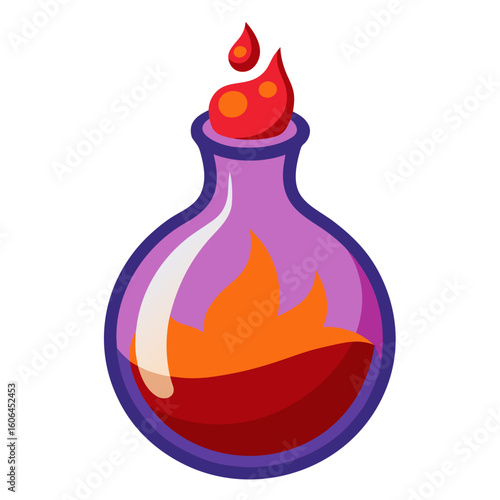 Magic potion bottle or Halloween witch elixir and poison drink, vector icon on white background.