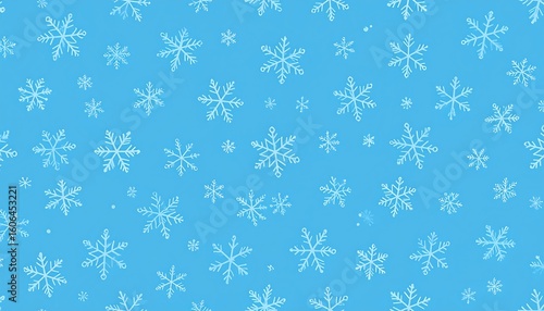 A light blue background with many small snowflakes