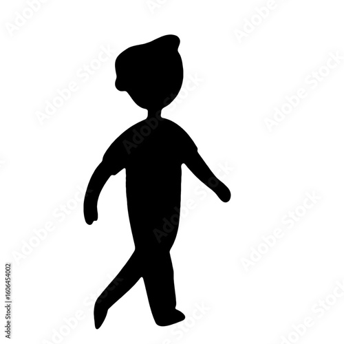 a man walking happily brisk silhouette black.eps