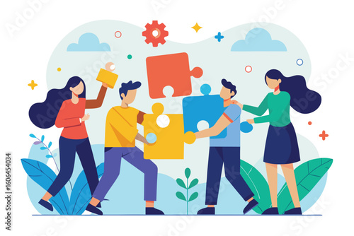 Collaborative brainstorming session focused on finding creative solutions to problem-solving challenges in a vibrant outdoor setting