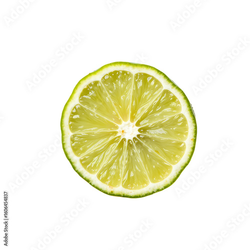 A single slice of lime isolated on transparent background