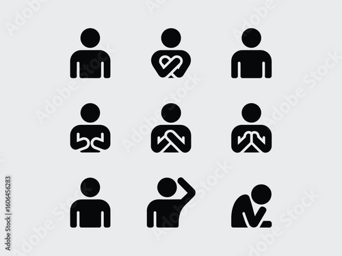 Black Silhouette Icons Representing Human Emotions