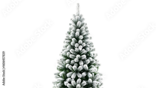Artificial flocked christmas tree for holiday decor and winter season home decoration on white background on transparent background