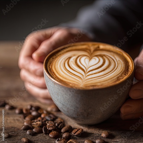 Close up of latte art in coffee cup 4