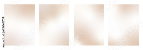 Warm beige pastel gradient vertical backgrounds set. Light brown and pink blending templates. Vector backdrop with soft blur. Ombre cream cosmetic backdrop. Subtle beige colors gradation design.