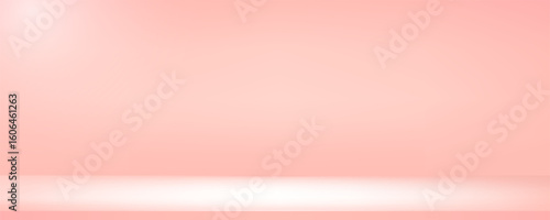 Peach color gradation background. Light neutral wall product room. Minimal pastel table scene. Empty desk stage for beauty cosmetic presentation. Vector gradient illustration. Template with limbo.