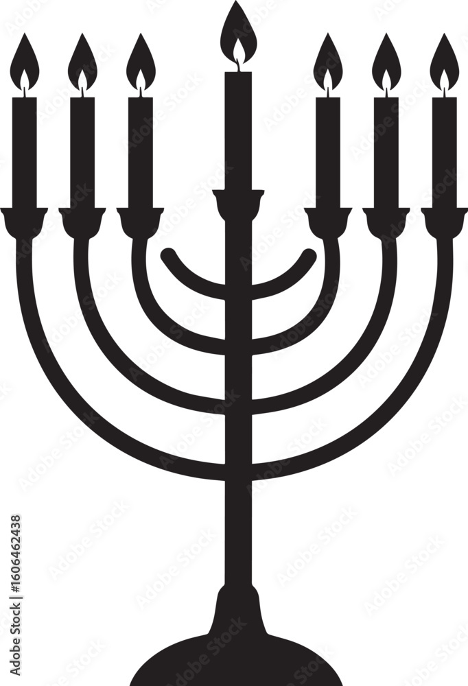 Black Silhouette of Menorah Icon | Traditional Jewish Symbol Illustration Black Silhouette of Menorah Icon | Traditional Jewish Symbol Illustration