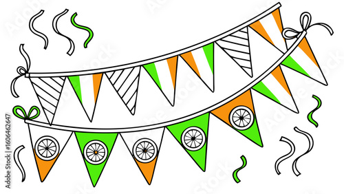 Decorative Kite Vector Illustration – Small, colorful traditional kite with tassels and patterns in a cute doodle style, perfect for festive designs, celebrations, and children's art.

