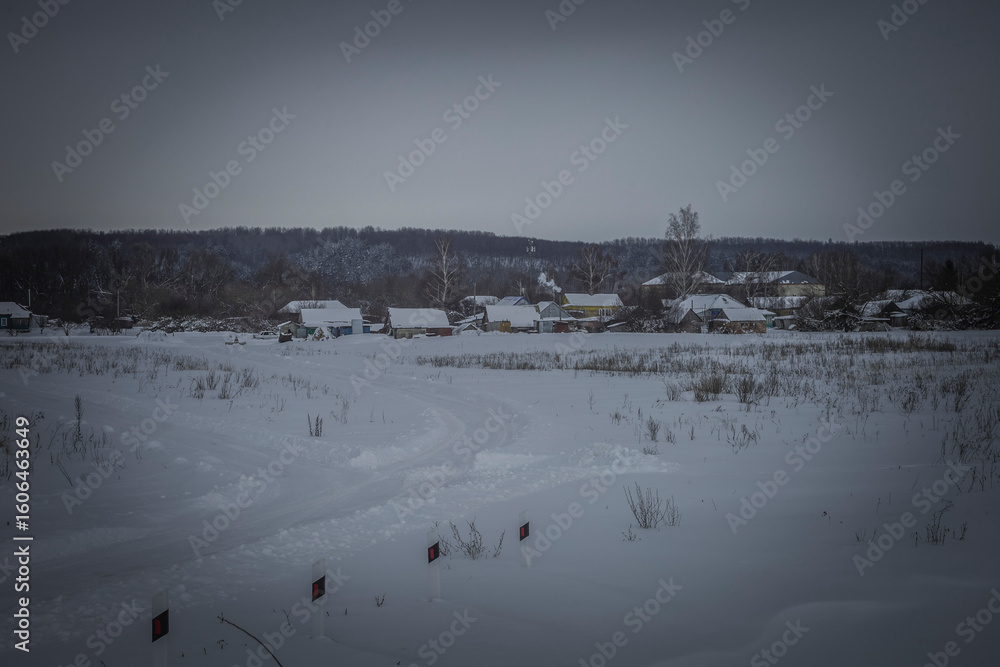 winter season in the village winter season in the village