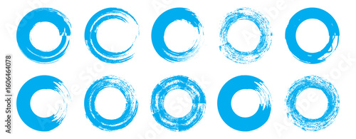Colorful watercolor splashes. Grunge circles. Circle brush strokes, grunge design elements. Circle. Geometric Shape Design Elements In Doodle Style. 