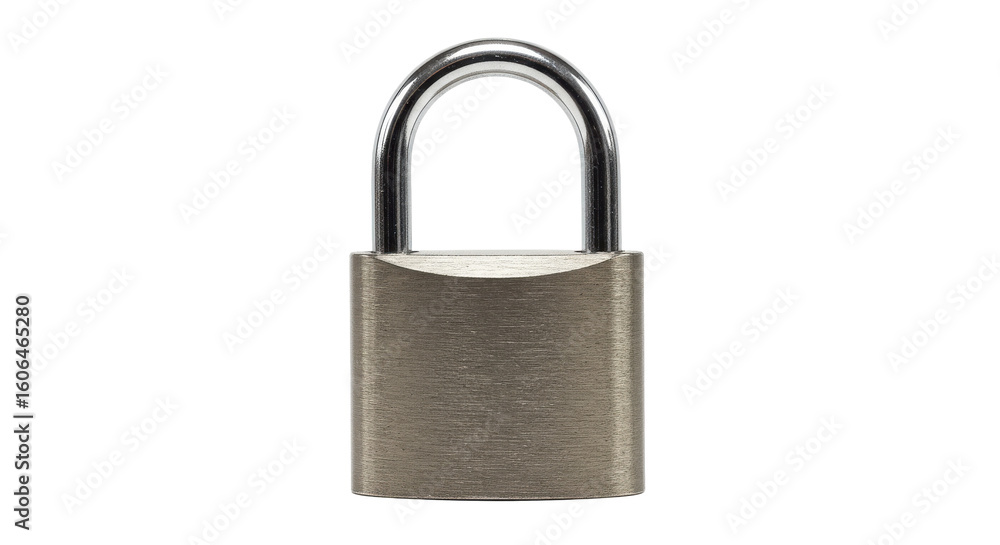 Close-up of a metallic padlock on a plain background, symbolizing security and protection Close-up of a metallic padlock on a plain background, symbolizing security and protection