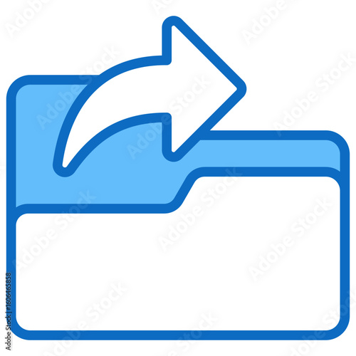 Folder Export Blue Fill Outline Vector Icon Design - Folder with outward arrow, representing export, file transfer, or data migration