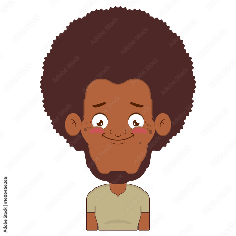 Obraz premium african american man doubt face cartoon cute