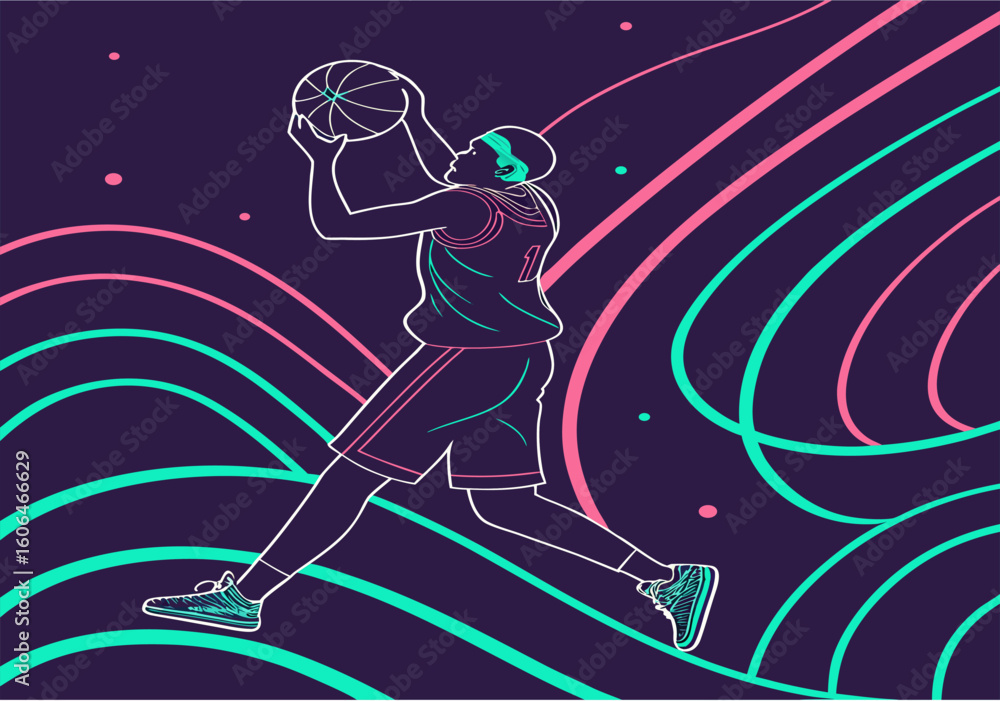 Fototapeta premium Neon Light Flow Abstract Vector Background