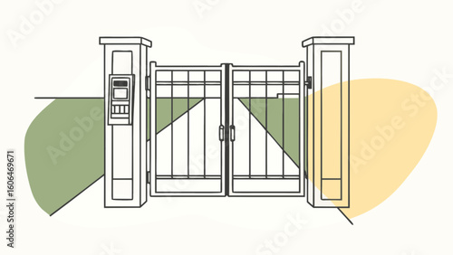 Automatic gate system driveway entrance security access control iron gates modern home design residential property