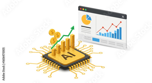 AI Chip for Financial Growth and Investment Analytics - Business Success Concept