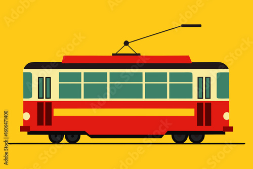 old tram on a white background