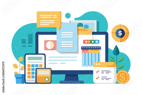 Digital platform facilitating online payment for utility bills with engaging graphics and tools for users