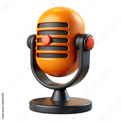 3d icon of a vintage microphone symbolizing audio recording and broadcasting isolated on transparent background