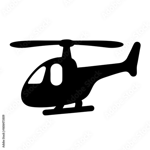 A simple black and white representation of a modern helicopter aircraft