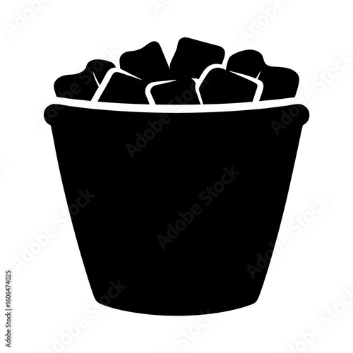 A black silhouette of a bucket filled to the brim with ice