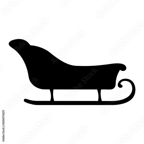 Silhouette of a traditional winter sleigh or toboggan for festive cheer