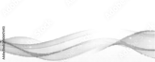 Dotted halftone waves. Abstract liquid shapes, wave effect dotted gradient texture waves isolated vector symbols set. Halftone graphic dots waves. Wave dotted halftone, creative shape abstract
