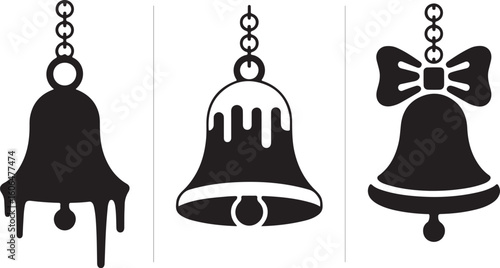 Christmas Bells Silhouettes – Frosted Holiday Decorations and Festive Ornaments for Winter Celebration Designs