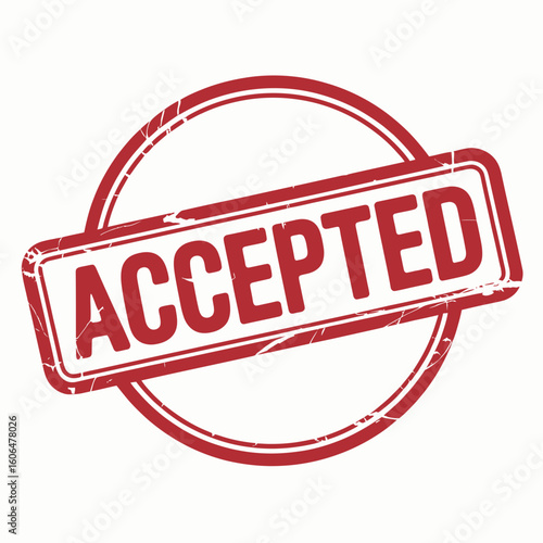 Red Accepted Stamp Icon Approval Rubber Seal Vector Design