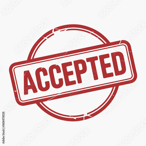 Red Accepted Stamp Icon Approval Rubber Seal Vector Design