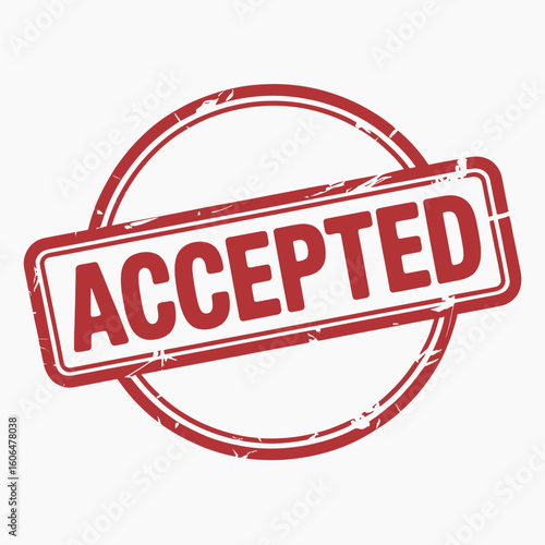 Red Accepted Stamp Icon Approval Rubber Seal Vector Design