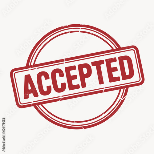 Red Accepted Stamp Icon Approval Rubber Seal Vector Design