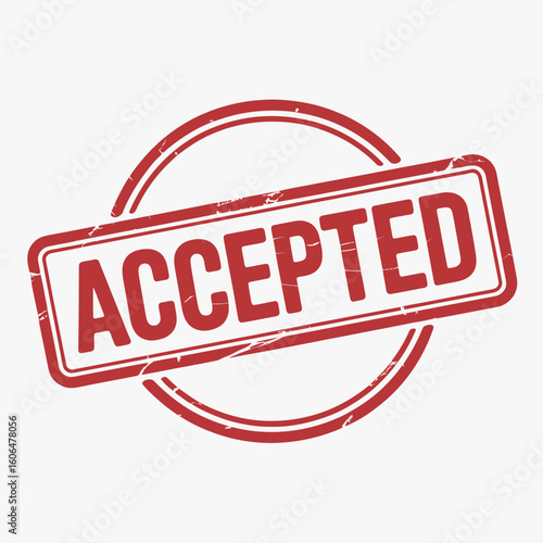 Red Accepted Stamp Icon Approval Rubber Seal Vector Design