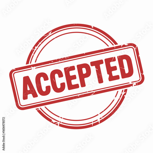 Red Accepted Stamp Icon Approval Rubber Seal Vector Design