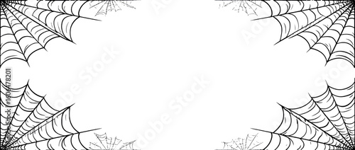 Spooky spiderweb border frame on transparency background for halloween design