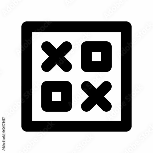 Tic Tac Toe Game Board Icon - X and O Symbols in Square Grid
