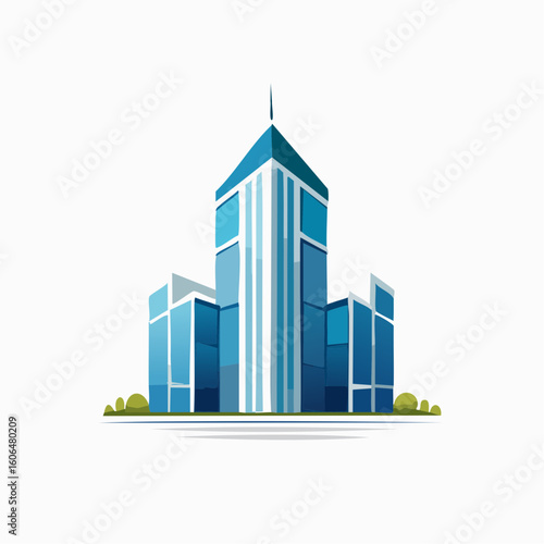 A sleek, modern office building with sharp angles and straight lines, ideal for a tech