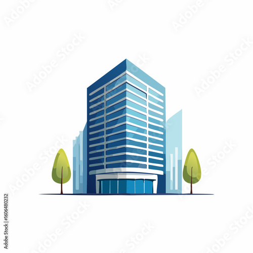 A sleek, modern office building with sharp angles and straight lines, ideal for a tech