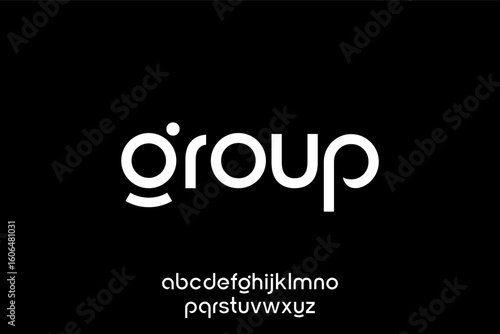Group Logo and Alphabet Displayed on Black Background