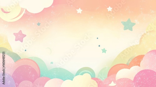 Pastel colored cloud and star design.