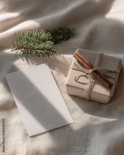 Eco Christmas gift with cinnamon and blank card