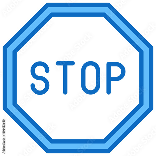 Stop Sign Blue Fill Outline Icon Vector Design - Octagonal stop sign, representing critical safety alerts or operational halts