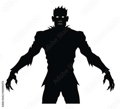 Creepy Zombie Silhouette Illustration for Halloween Spooky  Elements Horror Theme Nightmare Undead Monster Walking Dead and Vector Art